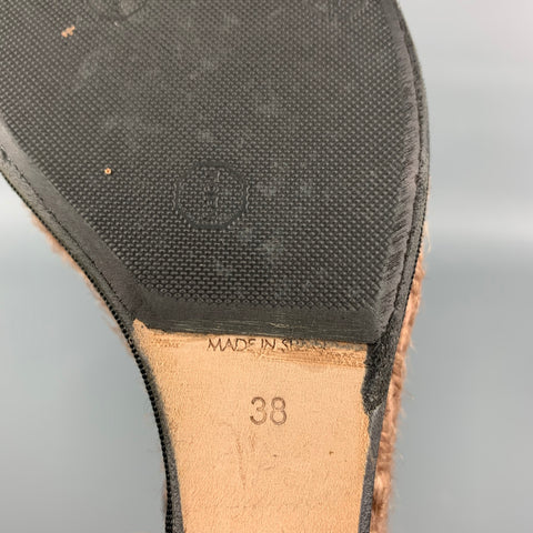 LANVIN Size 8 Black & Tan Patent Leather Espadrille Wedge Sandals