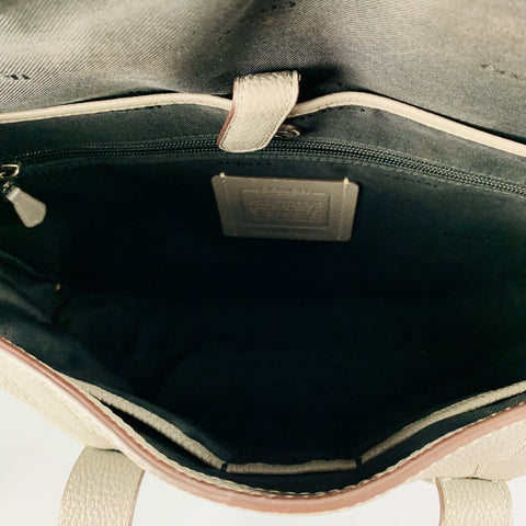 COACH Sac fourre-tout en cuir grainé gris