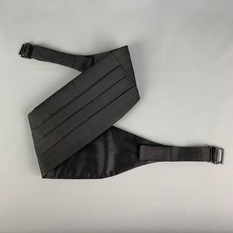NEIMAN MARCUS Size One Size Black Solid Silk Cummerbund