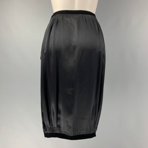 YVES SAINT LAURENT Falda con dobladillo de burbujas de seda negra talla M