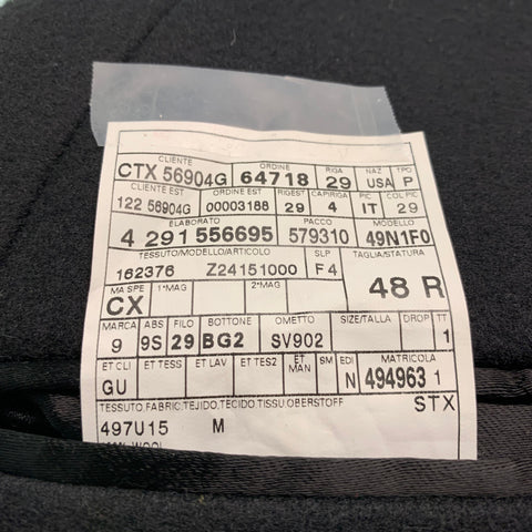 GUCCI Size 38 Black Solid Wool Peacoat Coat