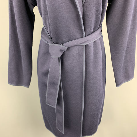 ST. JOHN Size S Navy Wool Blend Extended Cardigan Duster Coat