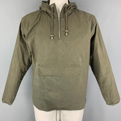 DE BONNE FACTURE Size M Green Olive Cotton Hooded Jacket