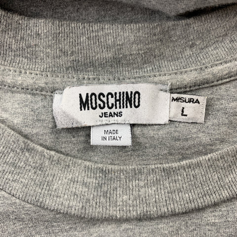 MOSCHINO JEANS Size L Grey Print Cotton Crew-Neck T-shirt
