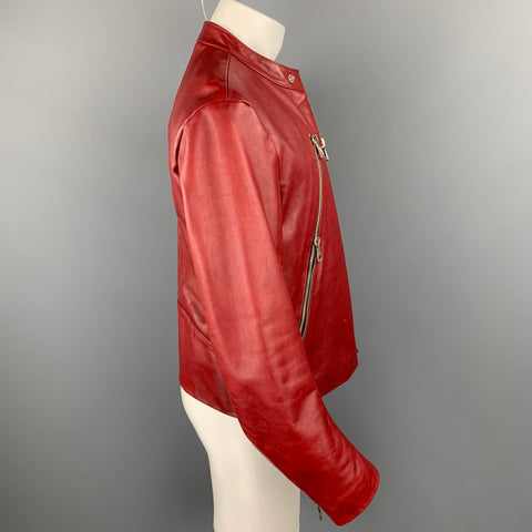 MARTIN MARGIELA Size Size M Brick Red Leather Motorcycle Jacket