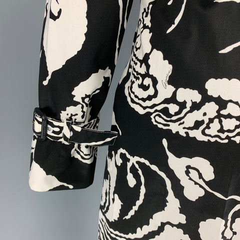 GUCCI Taille 6 Manteau à double boutonnage en coton abstrait noir blanc