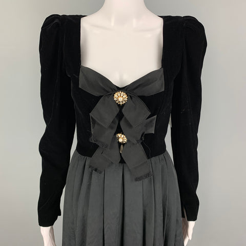 CAROLYNE ROEHM Size 6 Black Taffeta Moare' Long Dress