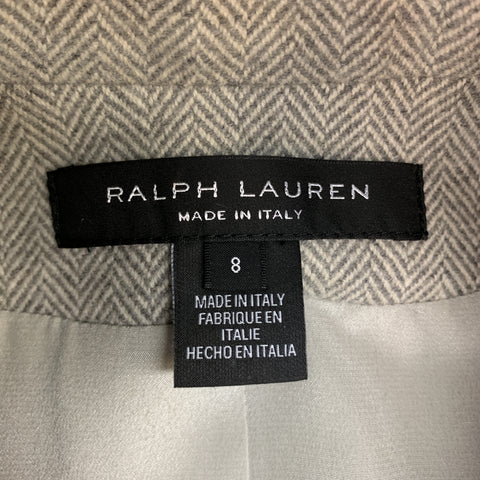 RALPH LAUREN Size 8 Gray Herringbone Wool Single Button Blazer