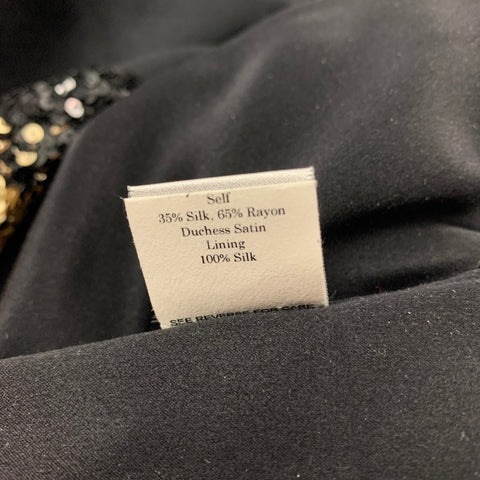 MONIQUE LHUILLIER Taille 4 Robe de cocktail à paillettes en rayonne de soie or noir