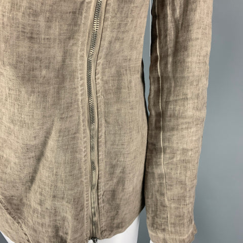 INIZIO Size L Grey Linen Asymmetrical Jacket