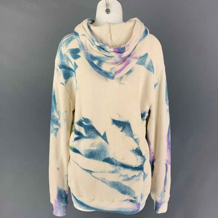 THE ELDER STATESMAN Size S Cream Multi-Color Tie Dye Hoodie Sweatshirt