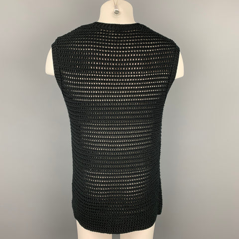 DRIES VAN NOTEN Size S Black Knitted Cotton Crew-Neck Vest