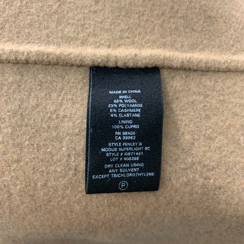 THEORY Size M Charcoal Tan Solid Wool Blend Belted Coat