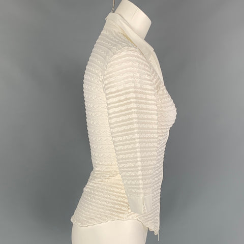 RAYURE Talla 6 Blusa blanca con cremallera texturizada de poliamida y elastano