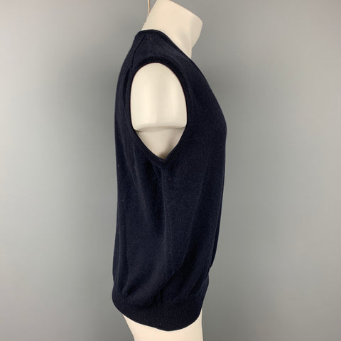 LORO PIANA Size L Navy Cashmere V-Neck Vest