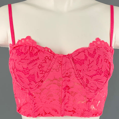 VINTAGE Taille S Rose Dentelle Floral Bustier Robe Top