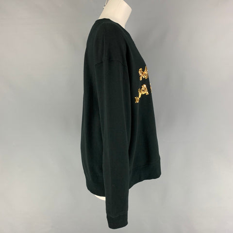 MARC JACOBS Jersey con cuello redondo y lentejuelas de algodón negro dorado talla L