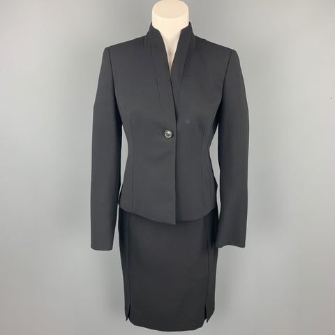 AKRIS Size 6 Black Wool / Nylon Pencil Skirt Suit