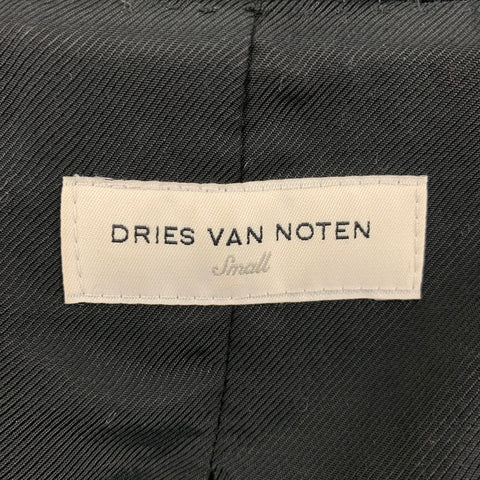 DRIES VAN NOTEN Taille S Manteau ceinturé en soie noire avec boutons-pression cachés