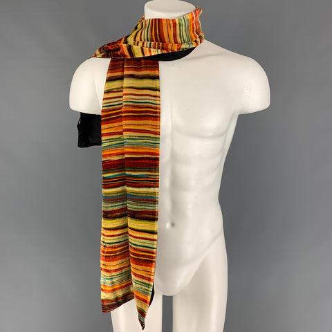 PAUL SMITH Multi-Color Black Stripe Viscose Blend Scarf