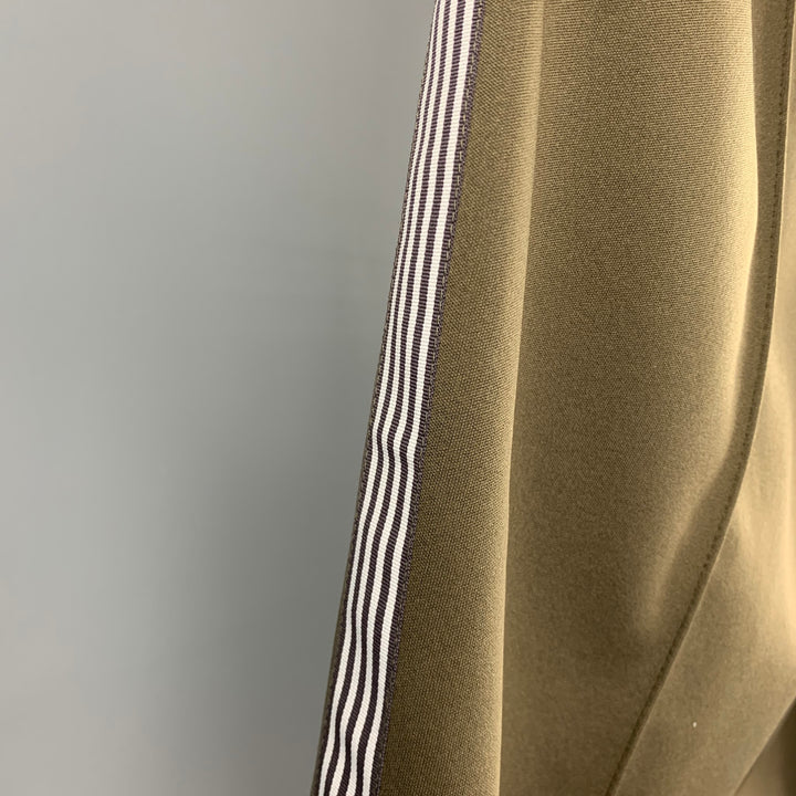 TRES BIEN Size 32 Olive Striped Trim Polyester Drawstring Sweatpants