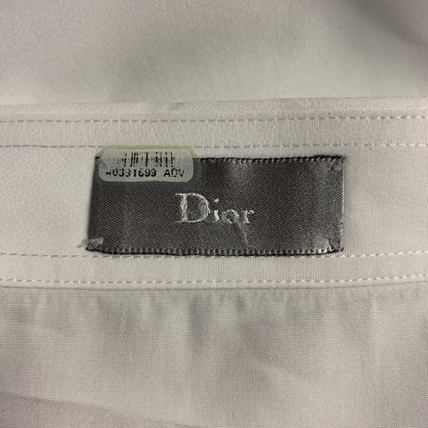 DIOR HOMME Bee Taille L Chemise à manches longues en coton blanc avec boutons cachés