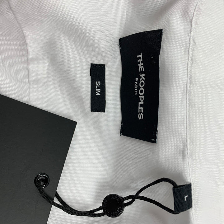 THE KOOPLES Size L White & Black Cotton Nehru Collar Long Sleeve Shirt