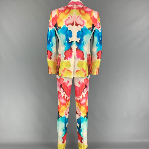 ALEXANDER MCQUEEN SS 20 Size 42 Multi-Color Print Wool Silk Notch Lapel Suit