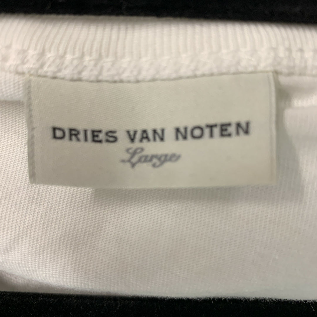 DRIES VAN NOTEN Size L White Solid Cotton French Cuff Long Sleeve Shirt