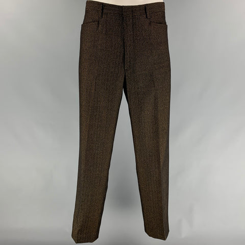 NEW REPUBLIC Size 44 Black & Brown Wool Single Breasted Notch Lapel Suit