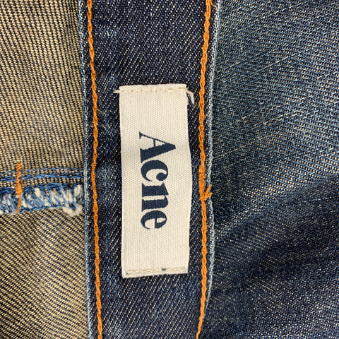 ACNE Taille 32 Jean bleu foncé en coton vieilli avec braguette zippée