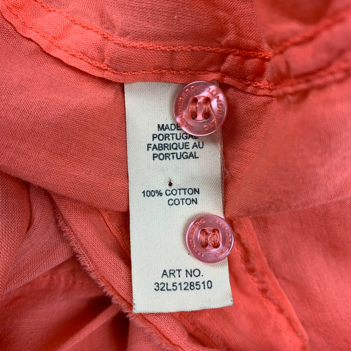 J. LINDEBERG Size S Orange Pleated Cotton Button Up Long Sleeve Shirt