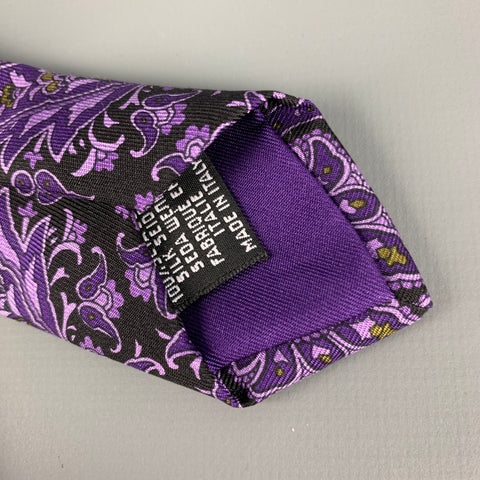 PINK Purple Black Paisley Silk Tie