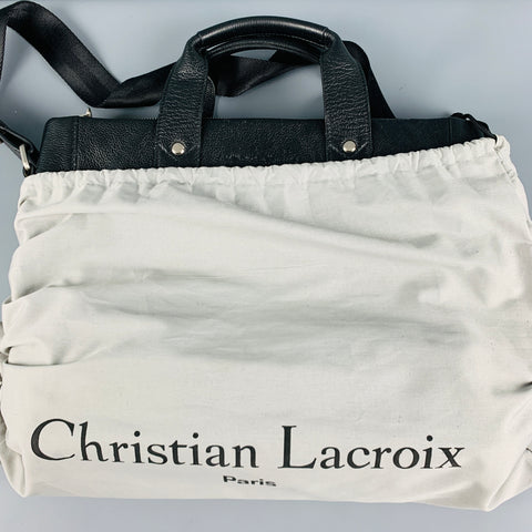 CHRISTIAN LACROIX Black Pebble Grain Leather Tote Bag
