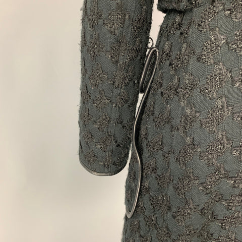 PRADA Size 4 Black Cotton Blend Textured Hidden Snaps Coat