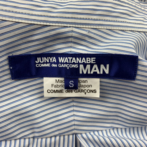 JUNYA WATANABE Size S Blue & White Patchwork Stripe Cotton Long Sleeve Shirt