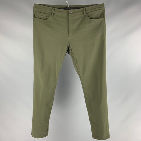 THEORY Size 40 Green Twill Cotton Blend Casual Pants