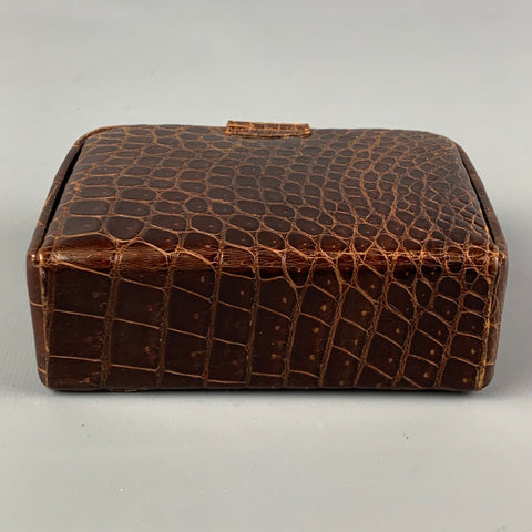 Vintage VOUGE Of Calif. Brown Alligator Leather Jewelry Case