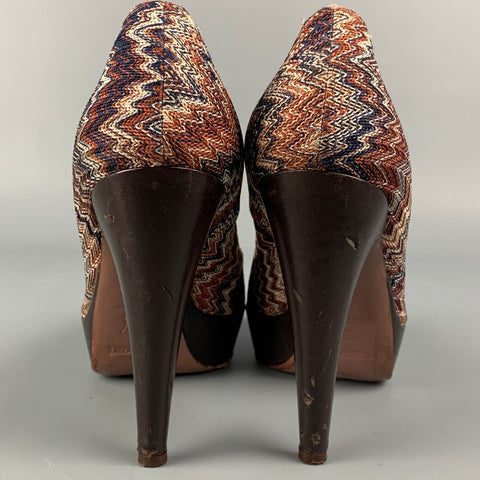 MISSONI Size 8 Multi-Color Zig Zag Platform Pumps