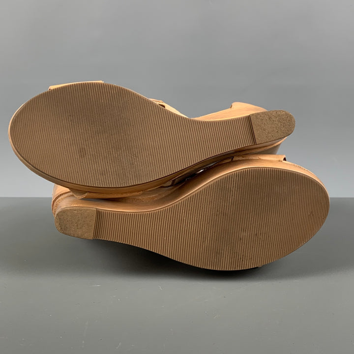 DIANE VON FURSTENBERG Size 6.5 Beige Leather Platform Sandals