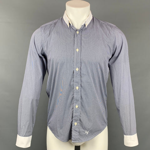LORDS & FOOLS Size S Blue & White Gingham Cotton Blend Long Sleeve Shirt