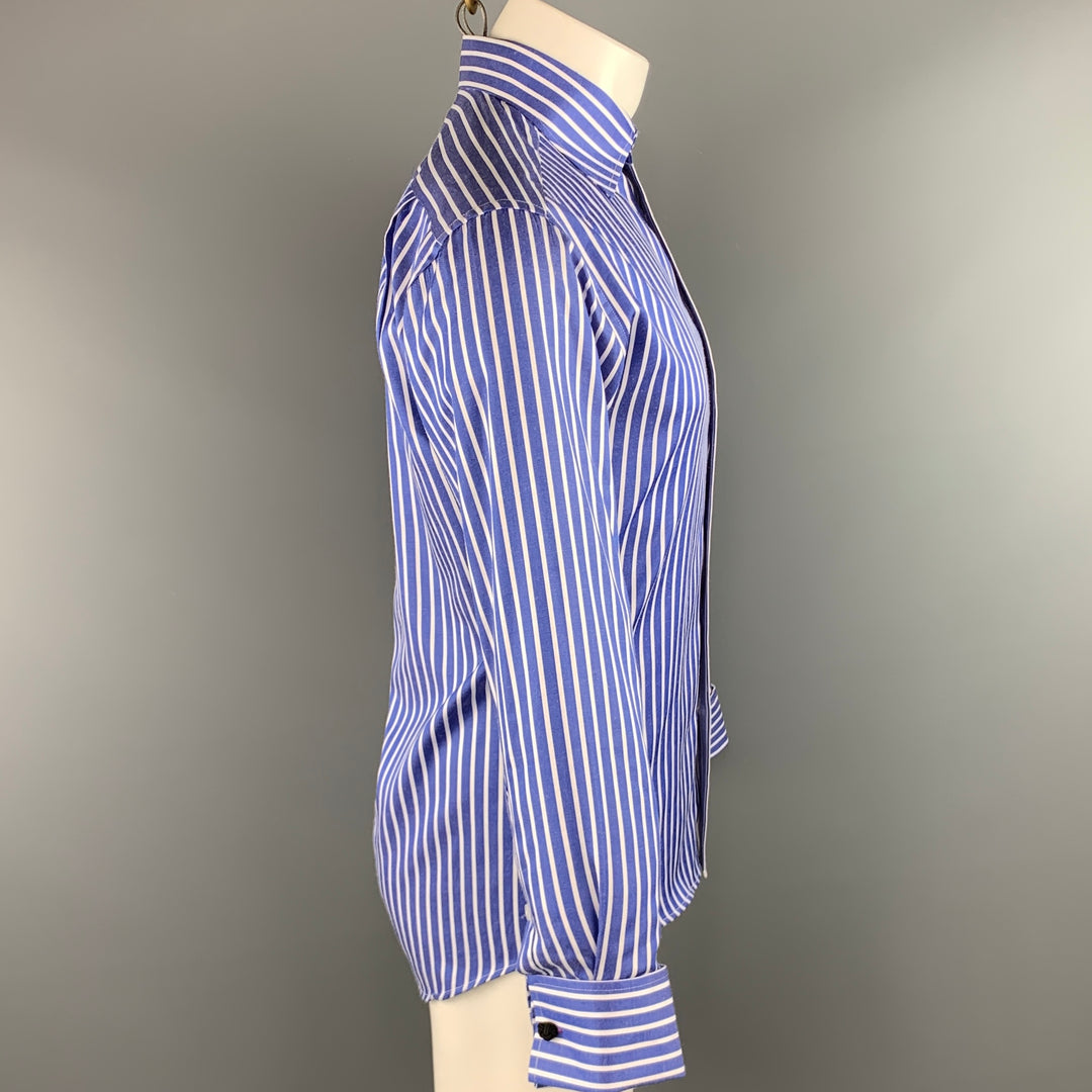 PAUL SMITH Size L Blue & White Stripe Cotton Button Up Long Sleeve Shirt