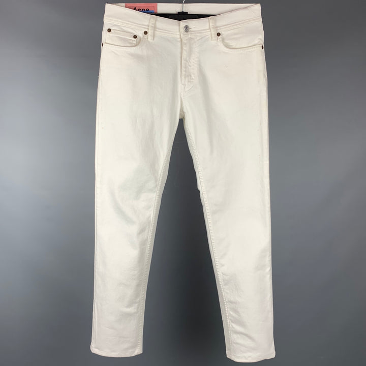 ACNE STUDIOS Size 30 Off White Cotton Slim Jeans