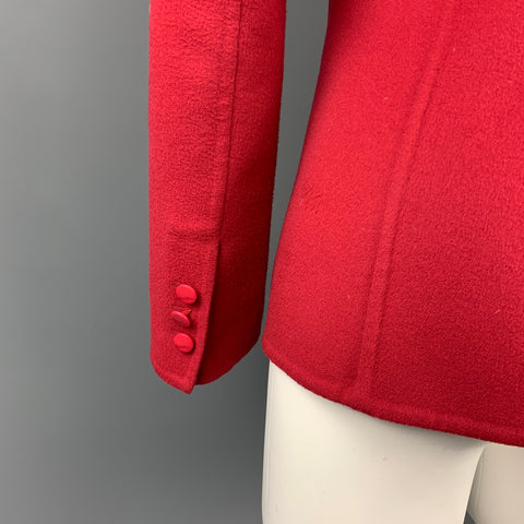 GIORGIO ARMANI Chaqueta de botonadura simple con solapa de pico de lana virgen roja talla 2