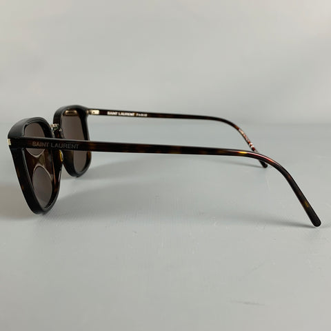 SAINT LAURENT Brown Tortoise Shell Acetate Sunglasses