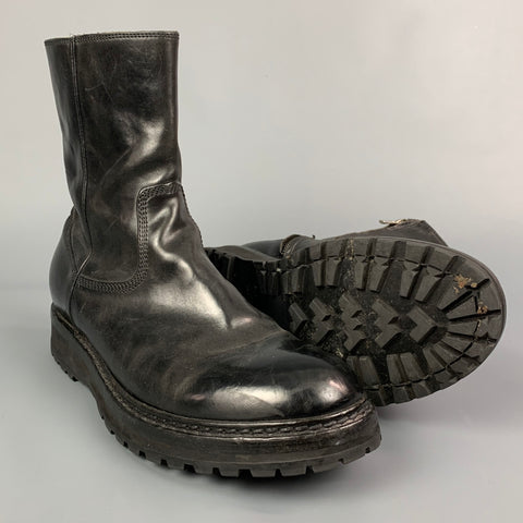 OFFICINE CREATIVE Lowry Black Leather Zip Up Ankle Boots