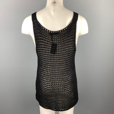 CALVIN KLEIN COLLECTION Size XL Black Mesh Cotton Long Tank Top