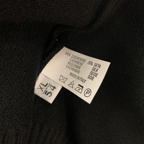 KITON Size XL Black Cashmere Silk V-Neck Cardigan
