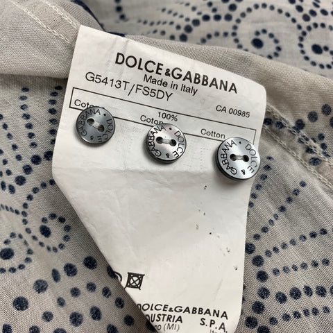 DOLCE & GABBANA Size L Taupe & Black Floral Cotton Tailored Fit Long Sleeve Shirt