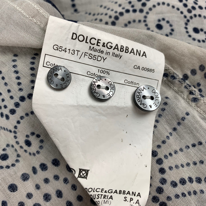 DOLCE &amp; GABBANA Camisa de manga larga de corte entallado de algodón floral color topo y negro talla L